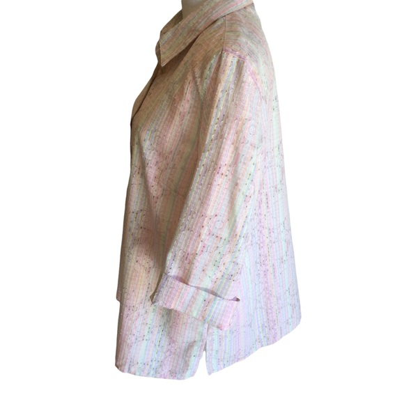 Alfred Dunner Snap Front 3/4 Sleeve Blouse - Picture 2 of 6